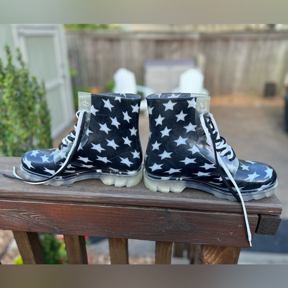 Air Underground Black and White Star Combat boots size 10 - Picture 5 of 7